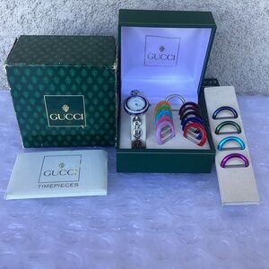 Vintage Gucci 11/12.2 Interchangeable Bezel Watch Stainless Steel Mint Condition